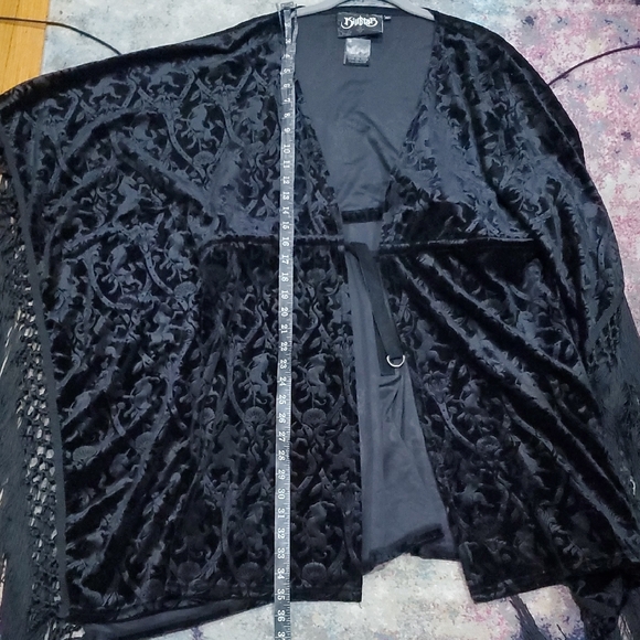 Killstar Mythic Mind Velvet Fringe Kimono In Black Festival Ready Unicorns Sz XL - Picture 13 of 15